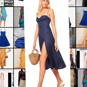 NWT Reformation Nebraska high slit linen dress